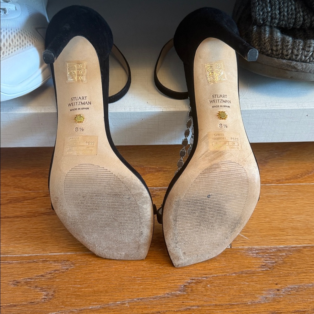 Stuart Weitzman Black Heels with Crystal Straps - Picture 2 of 2